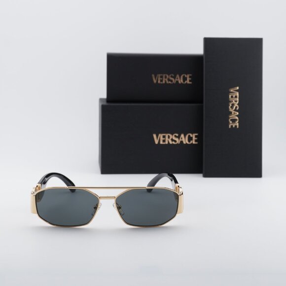 Versace VE2287 100287 Rectangle Sunglasses – Gold/Grey main image 8